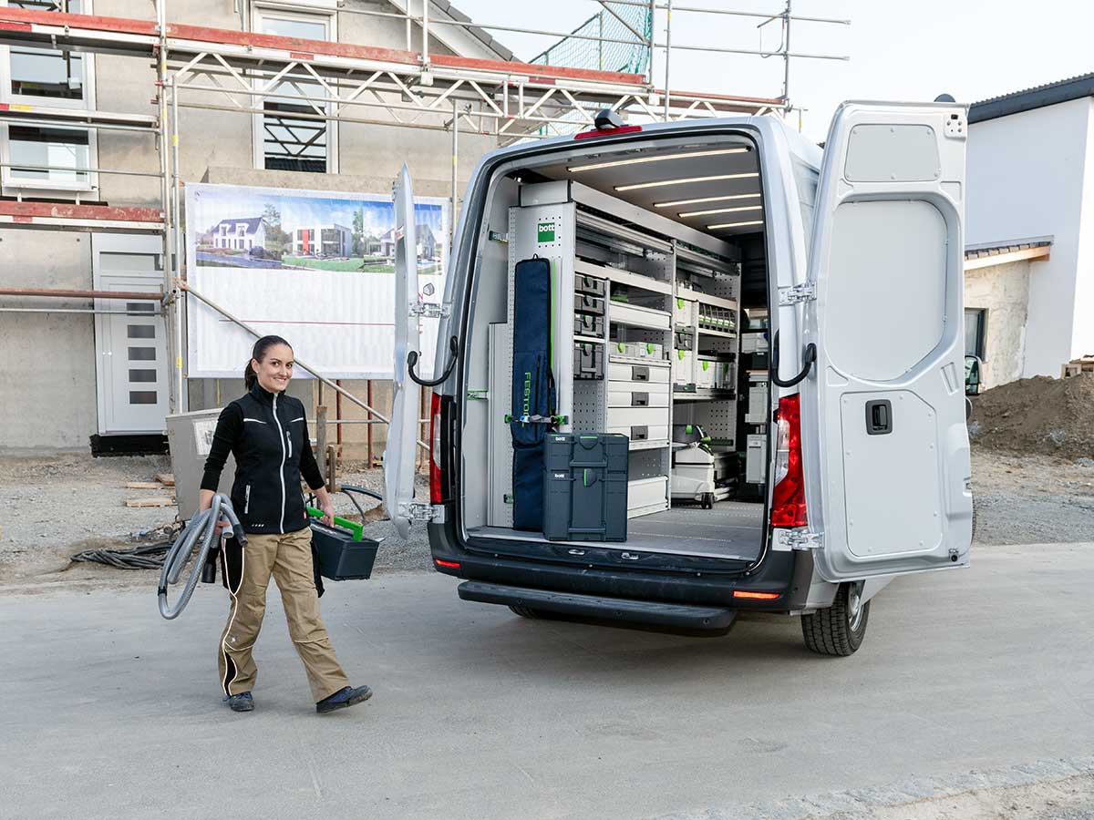 Køretøjsudstyr til håndværkere, se stor transportør til tømrere